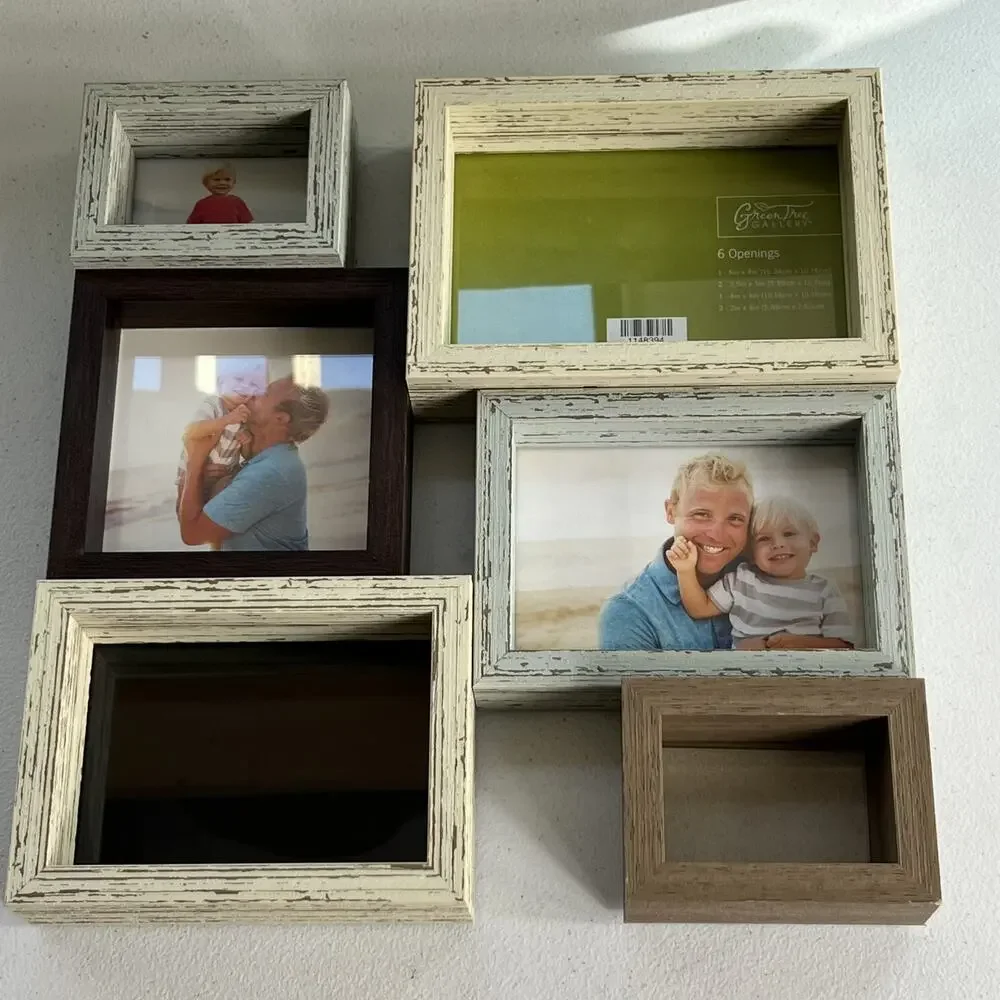 Green Tree Gallery Photo Frame Set 6 Openings Distressed Rustic